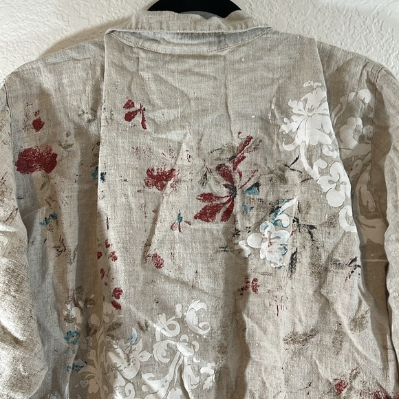 CHICO’S DESIGN Linen taupe tan 1 French country blouse tunic Size 3 (XL/16) - Picture 5 of 7